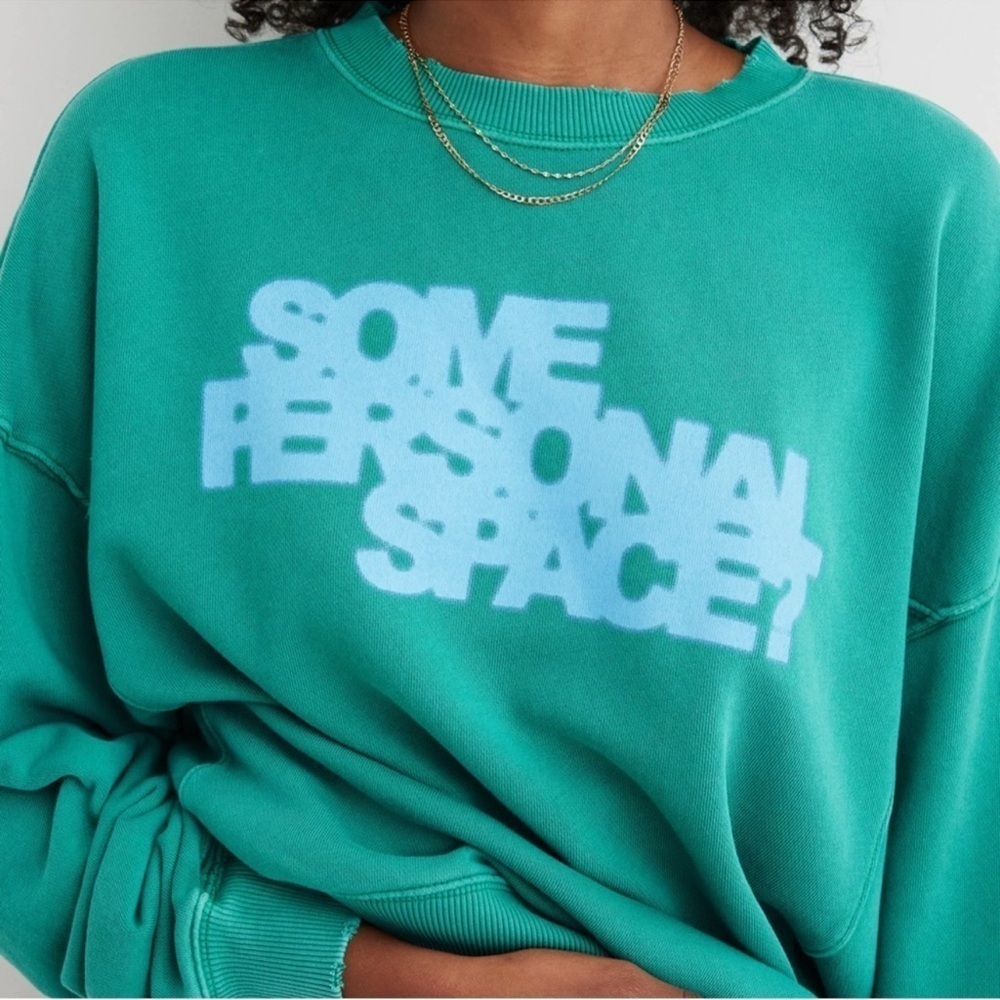 Aerie The Chill Crew Sweatshirt “Some Personal Space?” XS - Picture 3 of 9